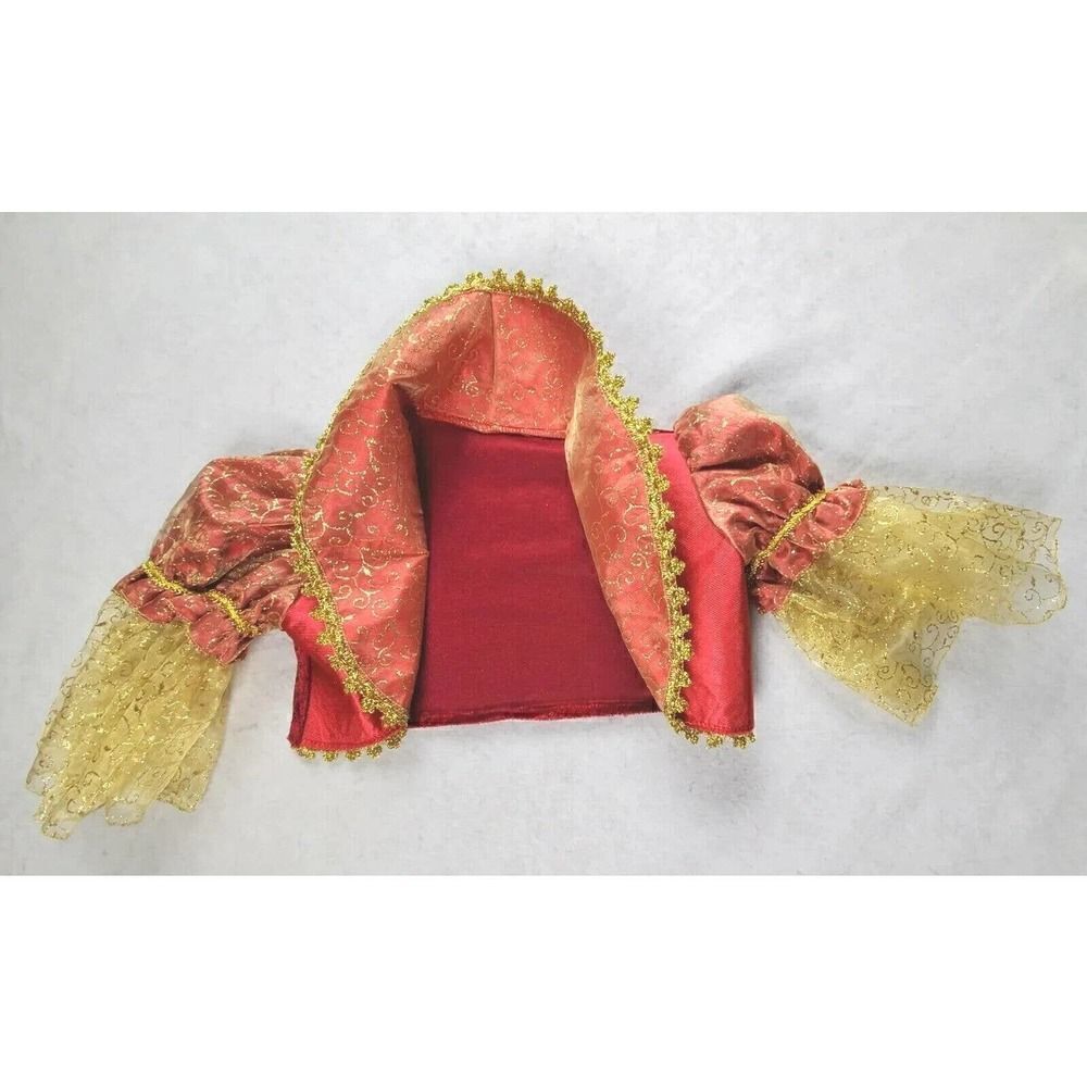 Short Cropped Bolero Style Costume Jacket Shrug Red And Gold Halloween Dress Up